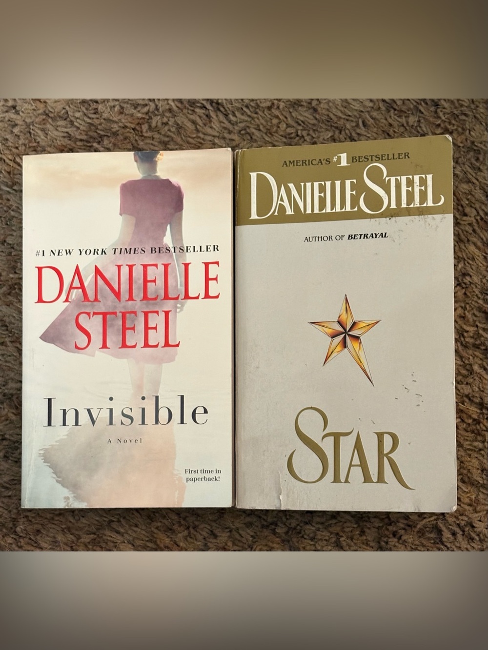 Danielle Steele Paperback Book Set - Invisible & Star. GUC.